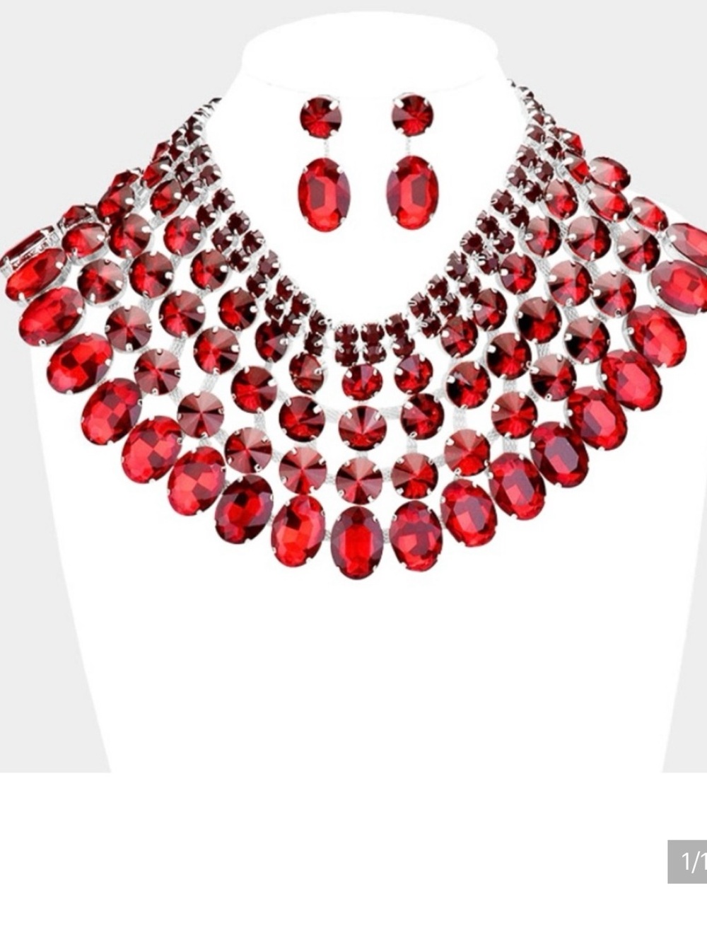 Crystal Glass Bib Statement Necklace